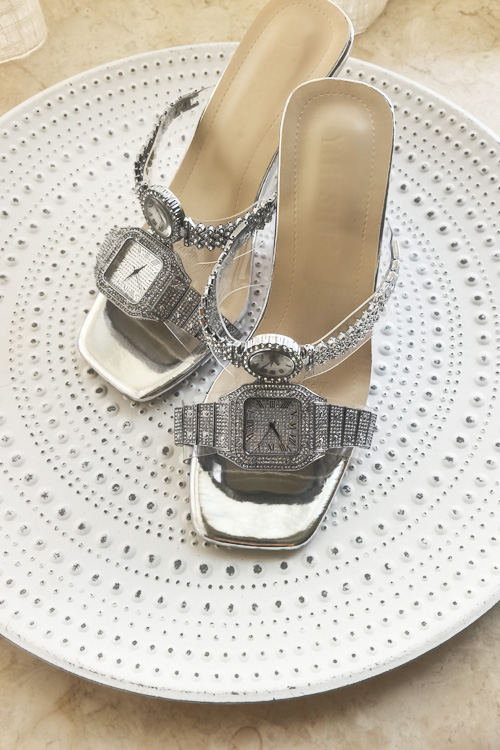 Luxury Watch Women - Sandalias de tacón alto con reloj