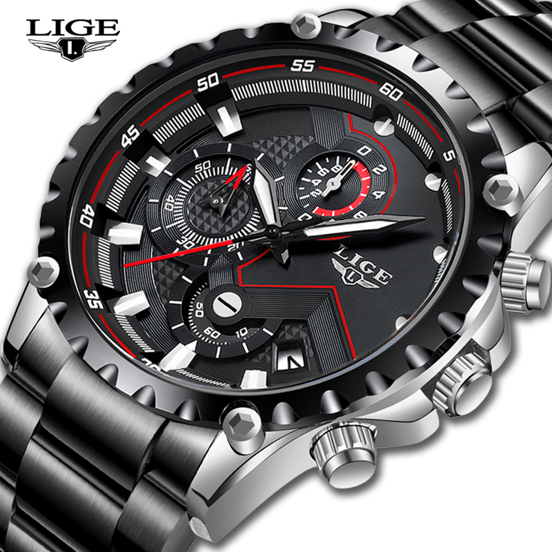 Luxury Watch All Brands - LIGE-reloj militar de acero para hombre,