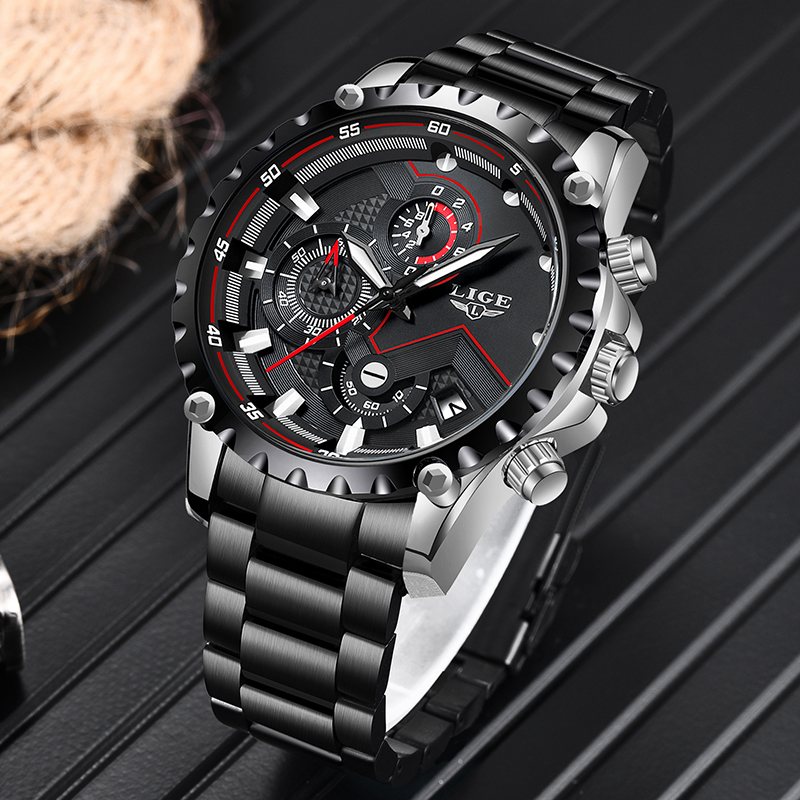 LIGE-reloj militar de acero pa - Luxury Watch All Brands reseña y precio