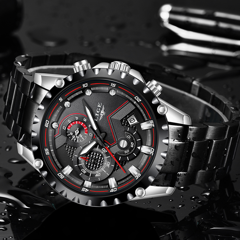 LIGE-reloj militar de acero pa - Luxury Watch All Brands reseña y precio